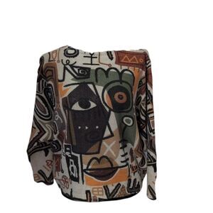 Brand Bazar Slouchy Sweater Bold Modern Art Print Picasso Colorful Size M